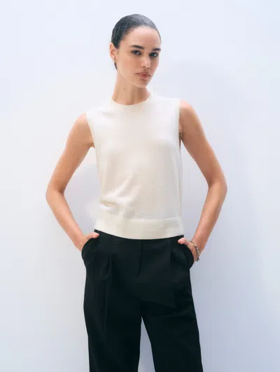 White & Warren Cashmere Shell Tank Top In White In White