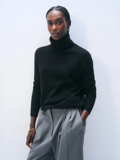 White & Warren Cashmere Turtleneck Sweater In Black In Black