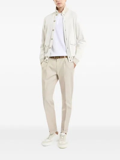 Fay Cotton Bomber Jacket Double Construction In White