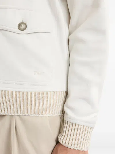 Fay Cotton Bomber Jacket Double Construction In White