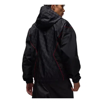 Air Jordan Brooklyn Hooded Draft Jacket 'black Gym Red' In Gray