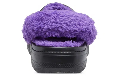 Crocs Baya Lined Fuzz Strap Clogs 'black Purple'