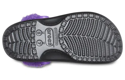 Crocs Baya Lined Fuzz Strap Clogs 'black Purple'