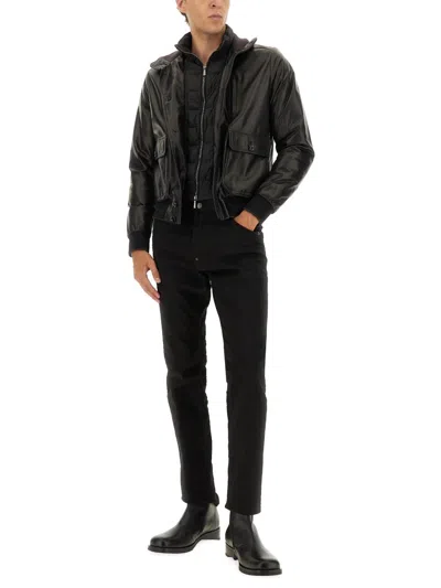 Moorer Buttoned High Neck Jacket In Black
