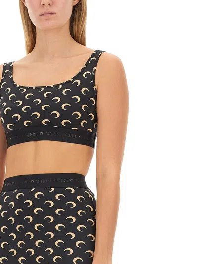Marine Serre "moon" Sports Bra Top In Black