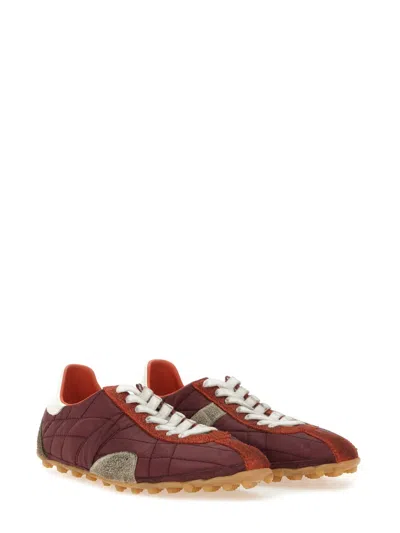 Maison Margiela Sprinter Leather And Brushed Suede-trimmed Shell Sneakers In Burgundy
