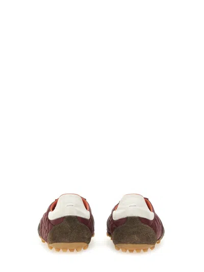 Maison Margiela Sprinter Leather And Brushed Suede-trimmed Shell Sneakers In Burgundy