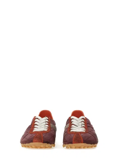 Maison Margiela Sprinter Leather And Brushed Suede-trimmed Shell Sneakers In Burgundy