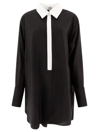 Loewe Abito Chemisier Dresses Black In Black