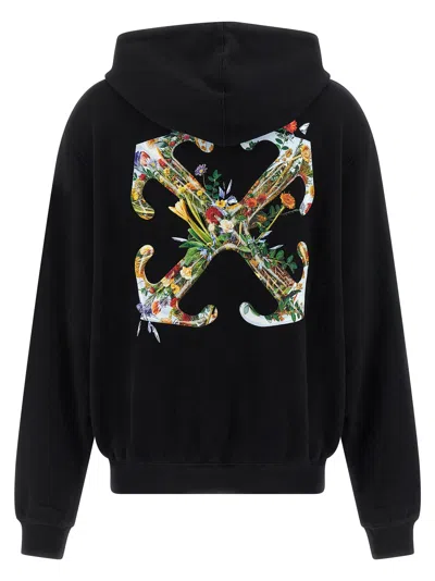 Off-white Hoodie With Graphic Back Design In Black
