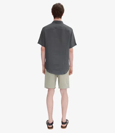 Apc A.p.c. Casual Short-sleeve Linen Shirt With Classic Collar In Gray