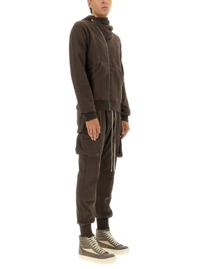 Rick Owens X Drkshdw Asymmetrical Zipper Sweatshirt In Brown