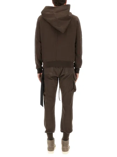 Rick Owens X Drkshdw Asymmetrical Zipper Sweatshirt In Brown