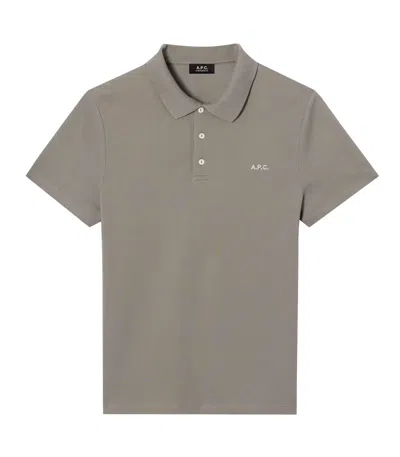 Apc A.p.c. Muted Green Organic Cotton Polo Shirt In Neutral
