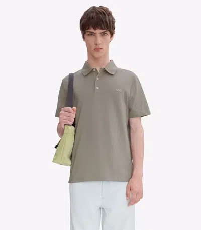 Apc A.p.c. Muted Green Organic Cotton Polo Shirt In Neutral