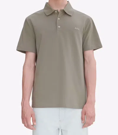 Apc A.p.c. Muted Green Organic Cotton Polo Shirt In Neutral