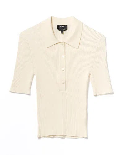 Apc A.p.c. Danae Rib Knit Polo Shirt In Blue