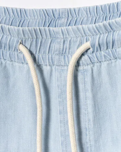 Apc A.p.c. Relaxed Fit Light Blue Pants With Elastic Waistband And Tapered Leg In Metallic
