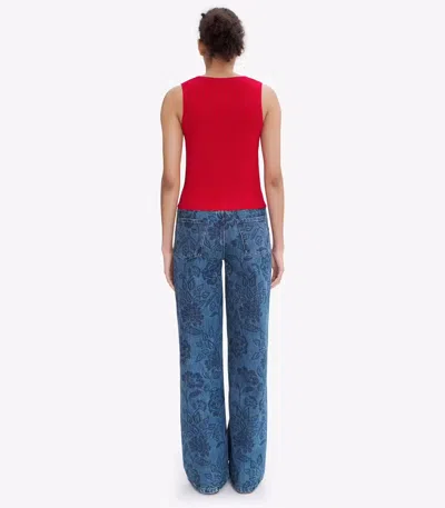 Apc High-rise Floral-print Denim Jeans With Straight Leg In Blue