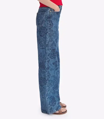 Apc High-rise Floral-print Denim Jeans With Straight Leg In Blue