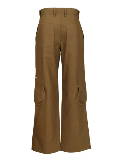 Off-white Cargo Trousers With Pockets And Loops In Brown