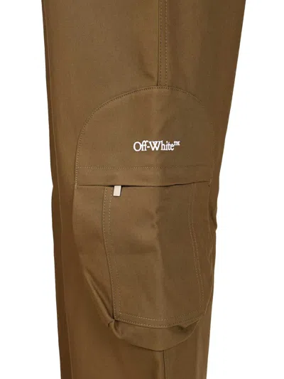 Off-white Cargo Trousers With Pockets And Loops In Brown