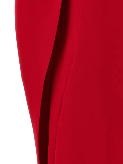 Alberta Ferretti Women Red Long Dress With Hooded Sleeves And Cut Out On The Back In Fabric Woman