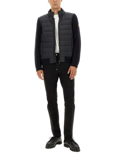 Belstaff High Neck Padded Front Knit Sweater In Black