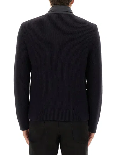 Belstaff High Neck Padded Front Knit Sweater In Black