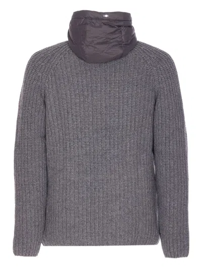 Herno Padded Bomber Jacket With Hood And Pockets In Gray