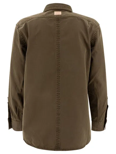 Loewe Anagram Patch Long-sleeved Shirt In Brown