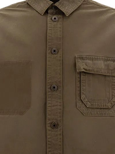 Loewe Anagram Patch Long-sleeved Shirt In Brown
