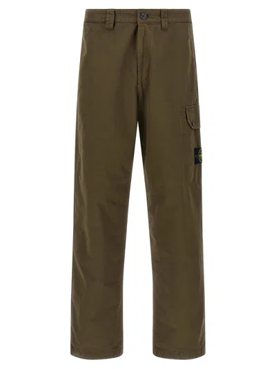 Stone Island Utility Cargo Trousers Featuring Side Pockets In Brown