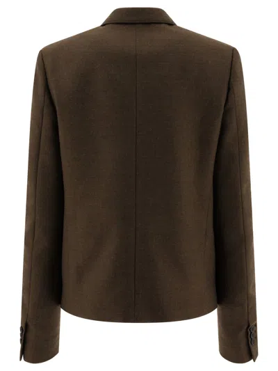 Loewe Double-breasted Wool Blazer Notched Lapels In Brown