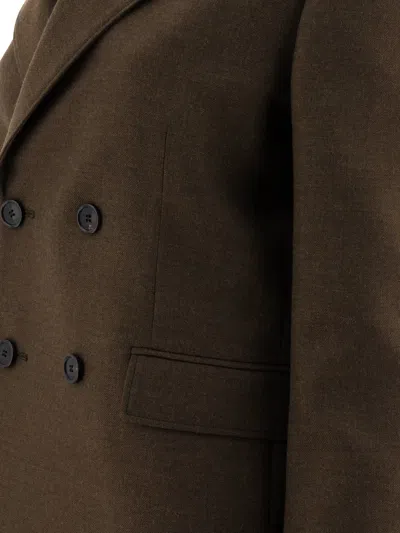 Loewe Double-breasted Wool Blazer Notched Lapels In Brown