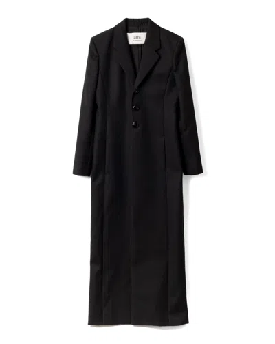 Ami Alexandre Mattiussi Long Tailored Coat With Classic Lapel In Black