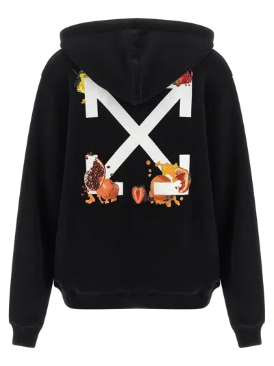 Off-white Arrow Graphic Hoodie Featuring Drawstring In Black