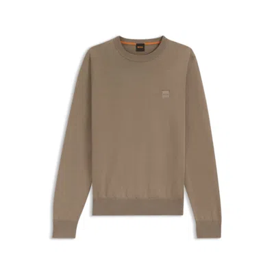 Hugo Boss Cotton-cashmere Sweater With Logo Label In Green