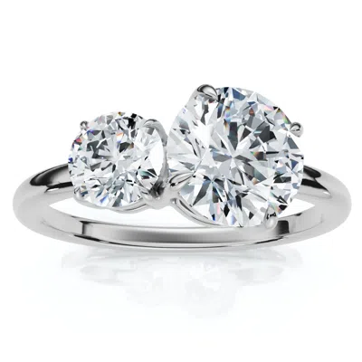 Pompeii3 Certified 1 1/2ct Two Stone Diamond Ring 14k Gold Or Pt Lab Grown In Metallic