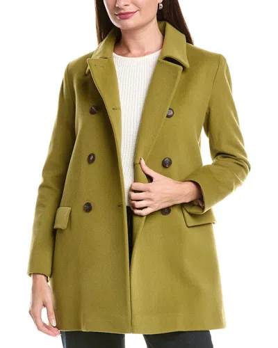 Fleurette Double Breasted Wool Coat In Green