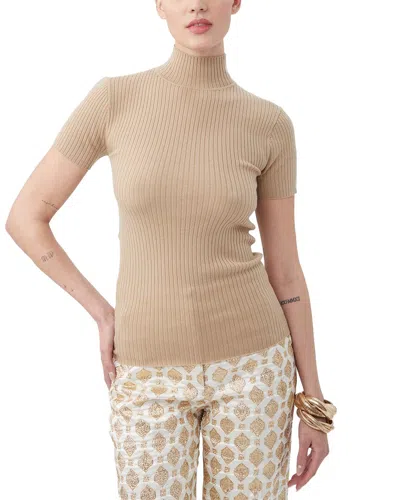 Trina Turk Armeni Mock Neck Wool Sweater In Neutral