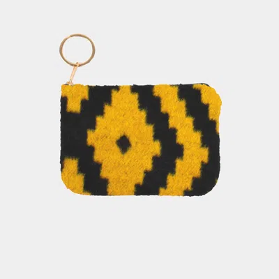 Fashnzfab Western Print Coin / Card Purse In Yellow