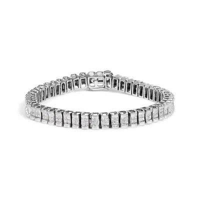 Haus Of Brilliance 14k Gold 3.0 Cttw Princess Cut Quad Invisible Set Tennis Bracelet In Metallic
