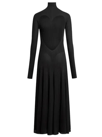 Alaïa Heart Cutout Turtleneck Long-sleeve Maxi Dress In Black