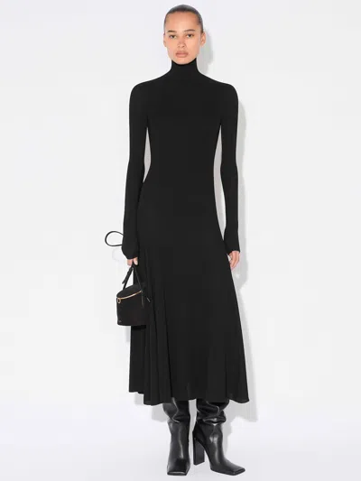 Alaïa Heart Cutout Turtleneck Long-sleeve Maxi Dress In Black