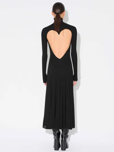 Alaïa Heart Cutout Turtleneck Long-sleeve Maxi Dress In Black