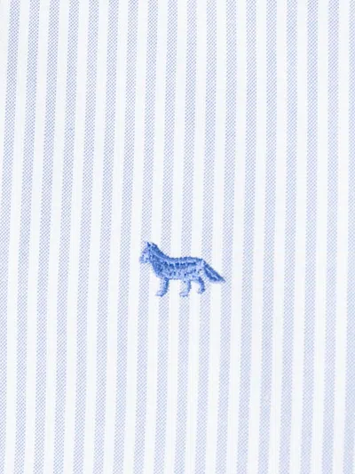 Maison Kitsuné Striped Cotton Sweatshirt Button-down Collar In Blue