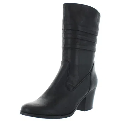 Baretraps Lovelace Womens Round Toe Block Heel Mid-calf Boots In Black