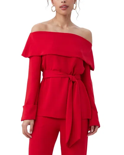 Trina Turk Lyndi Top Womens Red Spark Tie Waist Off The Shoulder Preppy Nwo187 In Red