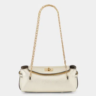 Anya Hindmarch Mini Waverley Evening Bag In Metallic Nappa Leather In White
